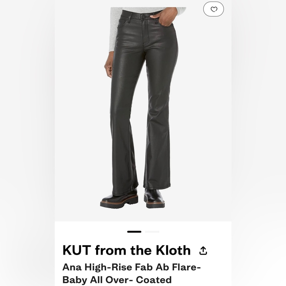 KUT from the Kloth Ana High-Rise Fab Ab Flare coated pant.
